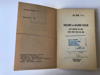 Suçlanan ve Aklanan Yazılar – Aziz Nesin (Kaşeli ve İmzalı)
