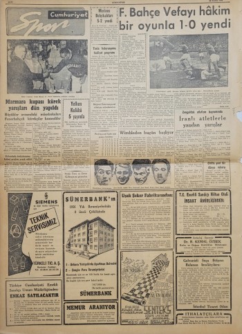 Cumhuriyet Gazetesi - 25 Haziran 1956 - İngilterenin Kıbrıs hakkında kararı! - 6 Sayfa