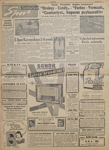 Cumhuriyet Gazetesi - 26 Ağustos 1956 - Adıyaman Köylerinde sel afeti yayılıyor - 6 Sayfa