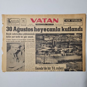 Vatan Gazetesi - 31 Ağustos 1958 - 30 Ağustos heyecanla kutlandı - 6 Sayfa