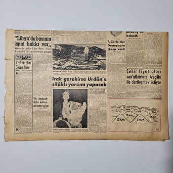 Vatan Gazetesi - 14 Ağustos 1958 - Gelir Vergisi Yükseltiliyor - 6 Sayfa