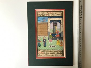 Eski Baskı Kâğıda Yeni El Çizimi Paspartulu Minyatür Çalışması
