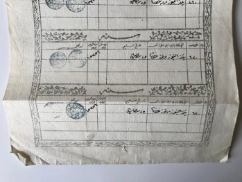 Osmanlı Dönemi Emlak Vergileri Makbuzu/Tahakkuk Kağıdı, Altı Mühürlü, Takriben Abdülmecid Dönemi