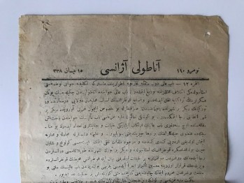 Osmanlı Dönemi Anadolu Ajansı 5 Adet Haber Kâğıdı