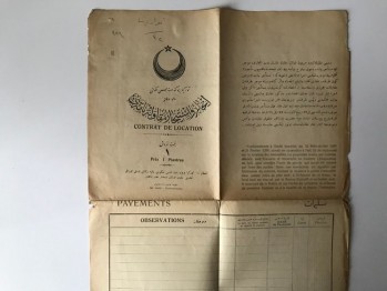 Osmanlıca-Fransızca Kira Kontratı, 6 Adet Pul ve Mühürlü/1339