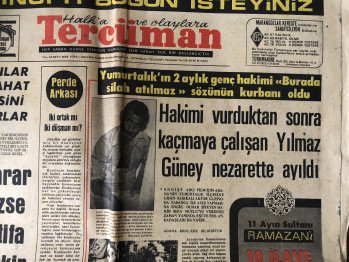 Tercüman Gazetesi 15 Eylül 1974/Yılmaz Güney manşetli