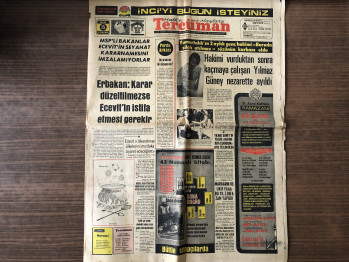 Tercüman Gazetesi 15 Eylül 1974/Yılmaz Güney manşetli
