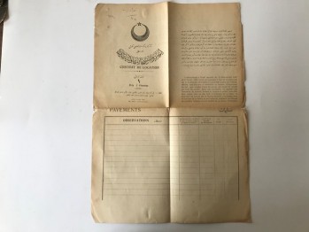 osmanlıca Fransızca Kira Kontratı 6 Adet Pul ve mühür 1339