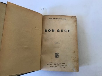 Son Gece- Esad M. Karakurt/Sühulet,1938,370 s. (Ciltli)