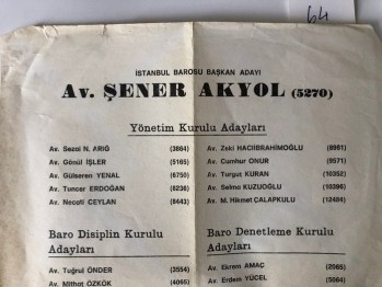 İstanbul Barosu Başkan Adayı Av. Şener Akyol Başlıklı Evrak