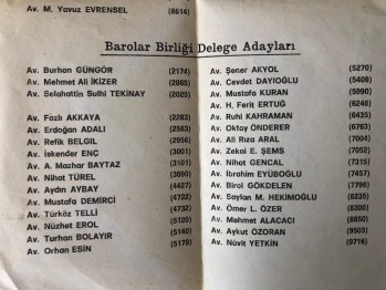 İstanbul Barosu Başkan Adayı Av. Şener Akyol Başlıklı Evrak