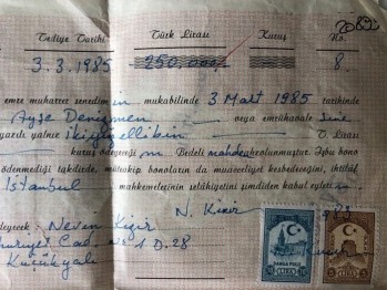 Ayşe Değirmen Adına 1985 Tarihli 15 Adet Pullu Senet