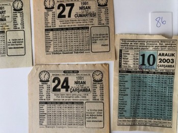 4 Adet Takvim Yaprağı