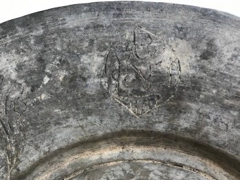 Osmanlı Dönemi Bakır Tabak/27,5x6,5 (Mühürlü)