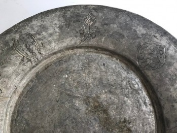 Osmanlı Dönemi Bakır Tabak/32x7 (Mühürlü)