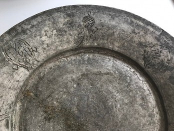 Osmanlı Dönemi Bakır Tabak/32x7 (Mühürlü)