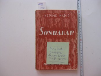 Sonahar-Kerime Nadir/İnkılap,1944,159 s. (İmzalı)