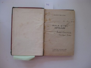 Halk Şiiri Antolojisi-Eflatun Cem Güney /Varlık,1947,106 s. (Ciltli)