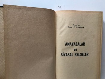 Anayasalar ve Siyasal Belgeler – Doç.Dr. Server F. Tanilli , 510 s. (Ciltli)