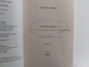 Söz Örse Düşer – M. Mazhar Alphan , YAZARINDAN  İMZALI  İTHAFLI , 333 s.