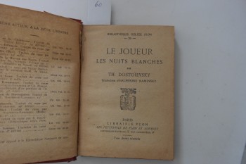 Le Joueur Les Nuits Blanches – Th. Dostoievsky (Ciltli), Plon, 252 s.