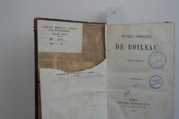 Kaynak Ceuvres Completes Cilt 1, hachette, 1871, 312 + 12 s. S