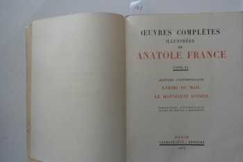 Anadolu Fransasa’nın Komple Resimli Eserleri Tome 10, Calmann Levy, 1927, 473 s.